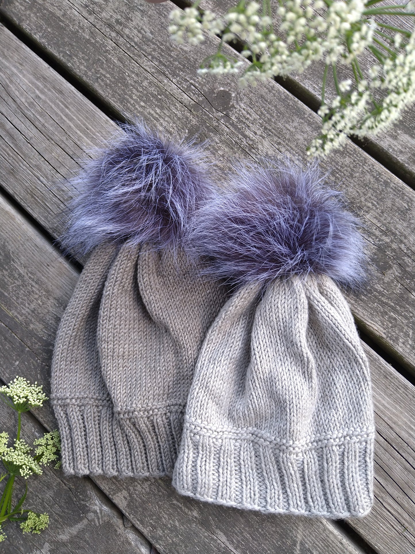 Light Brown Knitted Hat with Pom Pom