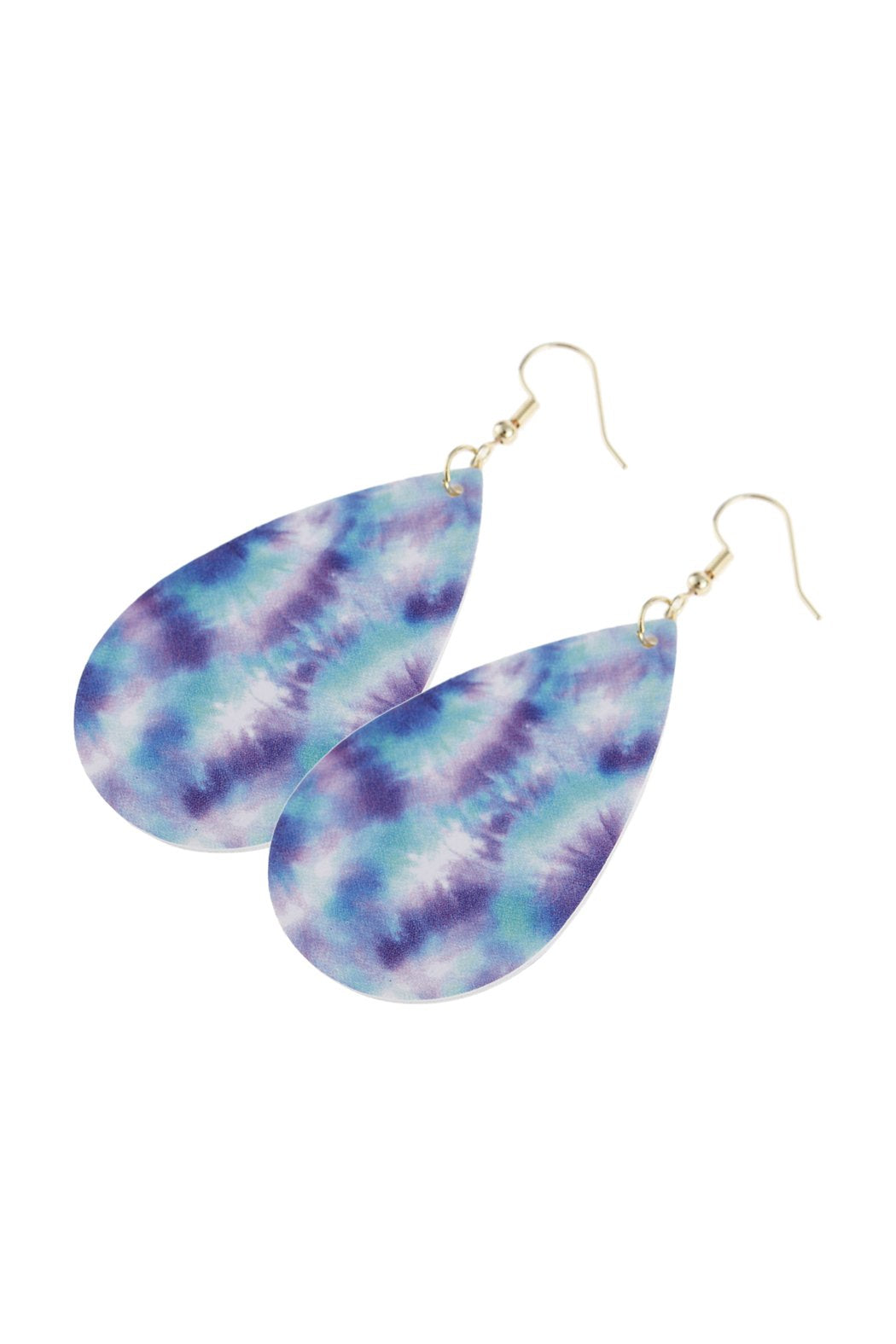 Abstract Blue Violet Leather Teardrop Hook Earrings