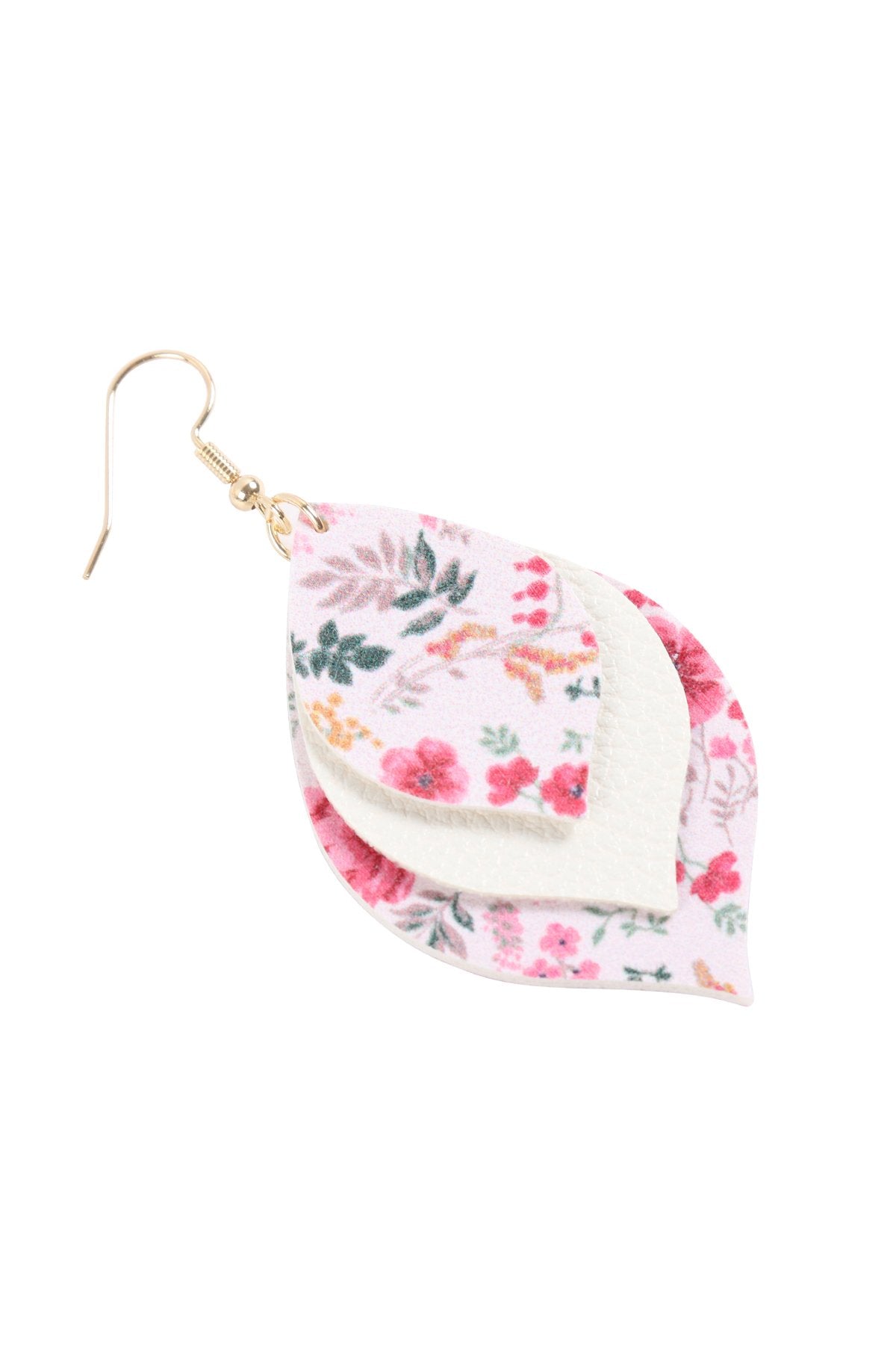 Floral Leather Marquise Drop Earrings