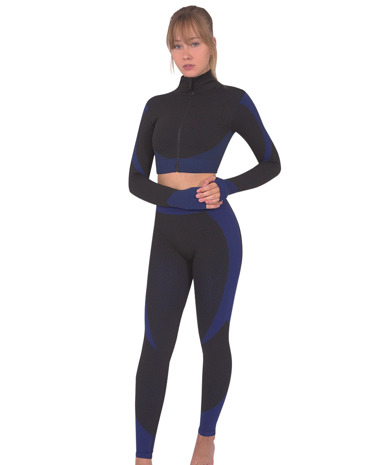 Black & Navy Trois Seamless Leggings