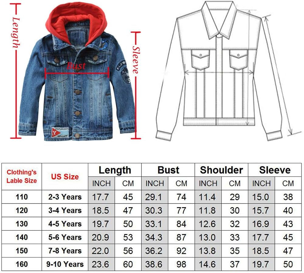 Kids’ Hooded Denim Jacket – Zipper Coat for Boys & Girls