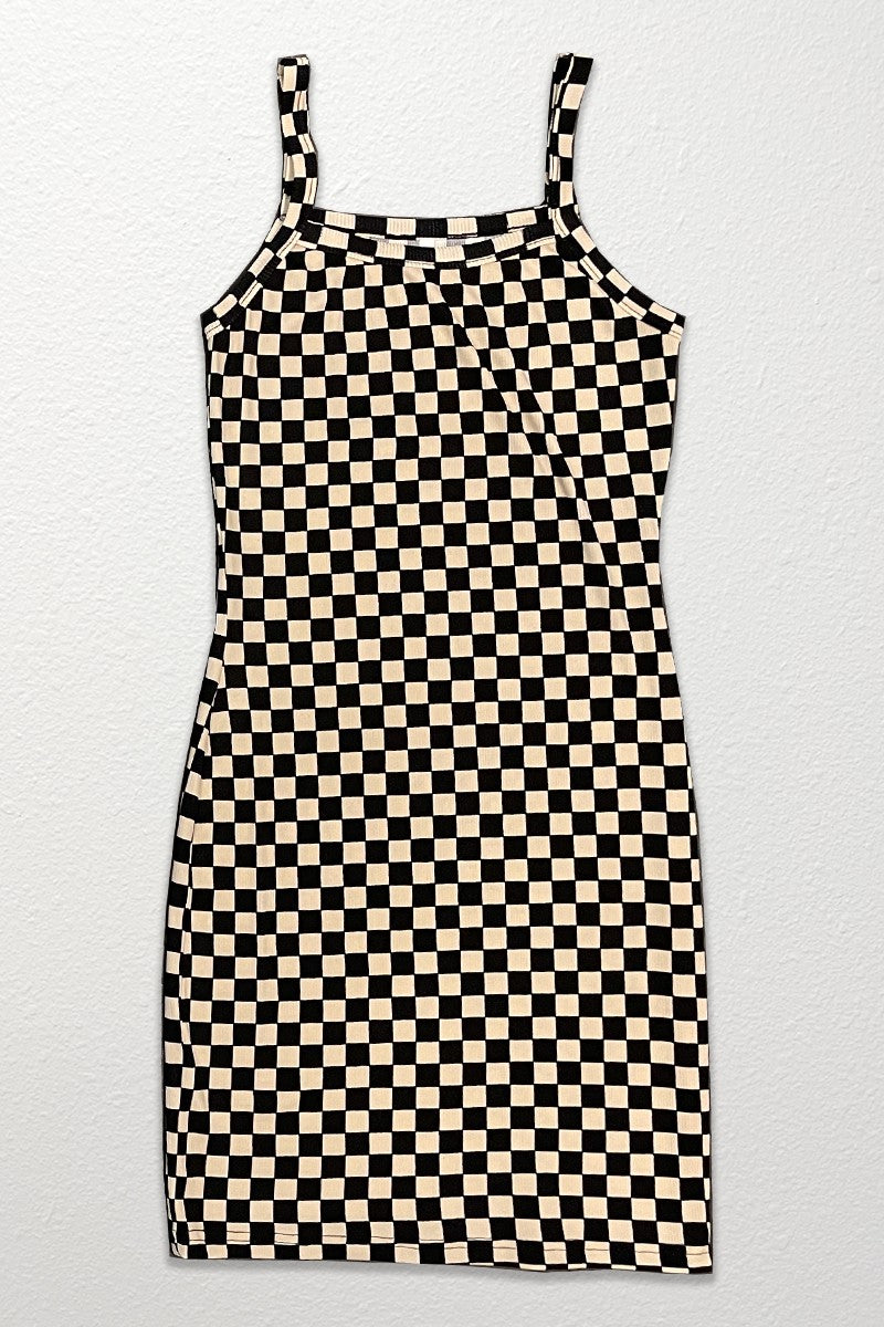 Checkered Ribbed Knit Midi Dresshttps
