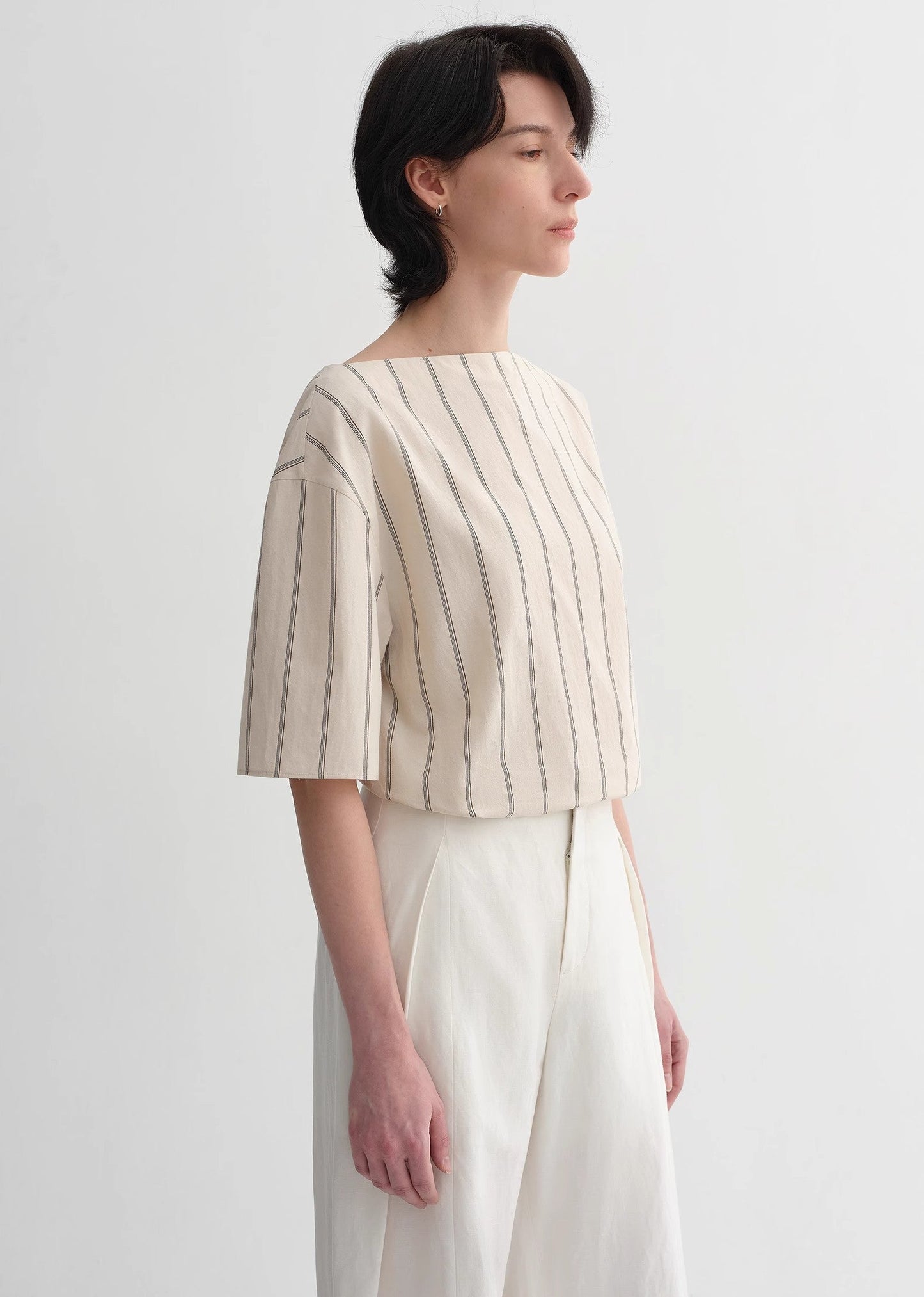 Relaxed Fit Long-Staple Cotton Short Sleeve Shirt