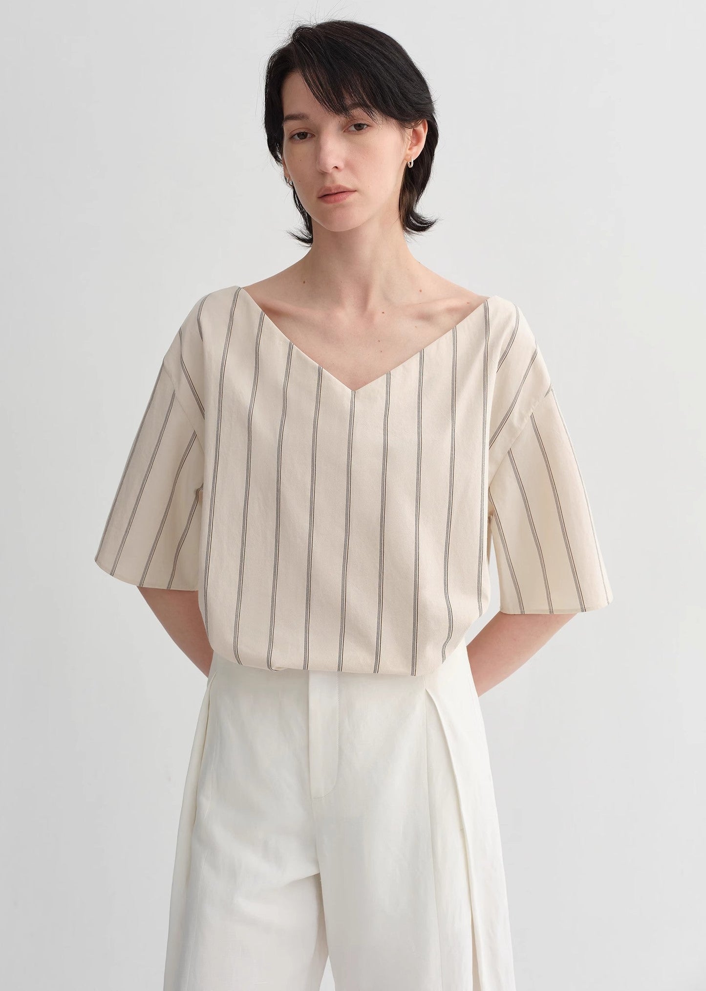 Relaxed Fit Long-Staple Cotton Short Sleeve Shirt
