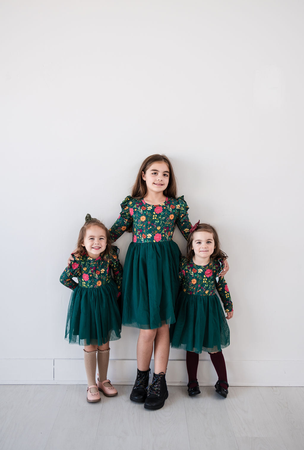 Moody Flowers Long Sleeve Tulle Dress