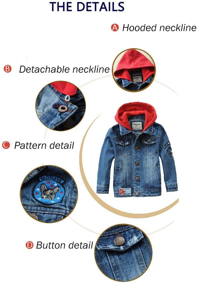 Kids’ Hooded Denim Jacket – Zipper Coat for Boys & Girls
