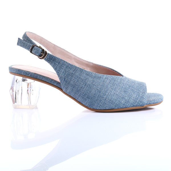 Light Blue Crystal Clear Open-Toe Pumps