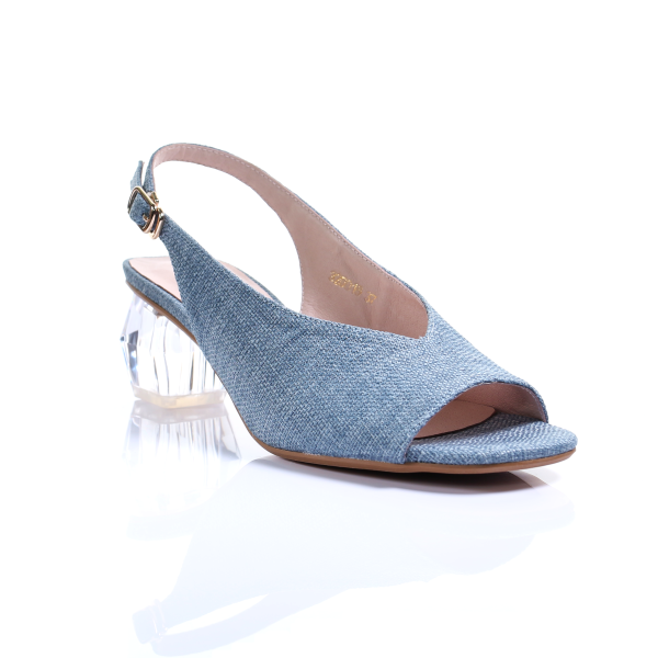 Light Blue Crystal Clear Open-Toe Pumps