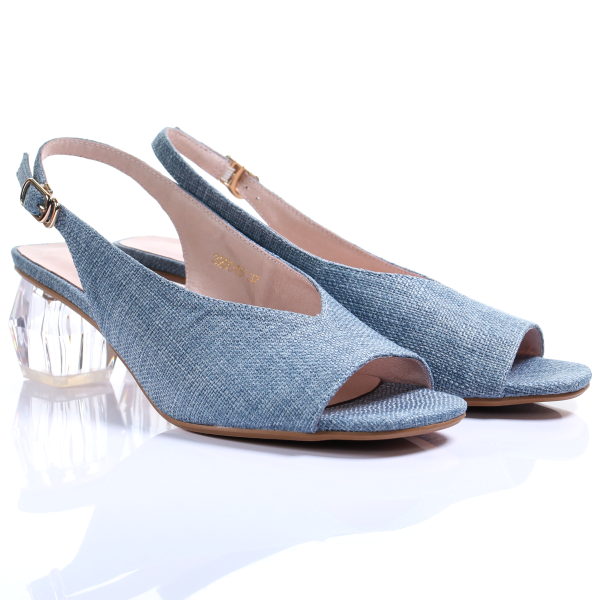 Light Blue Crystal Clear Open-Toe Pumps