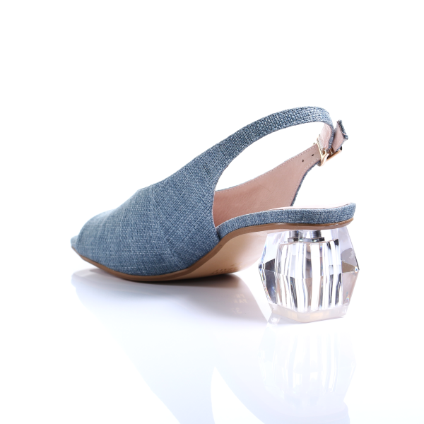 Light Blue Crystal Clear Open-Toe Pumps
