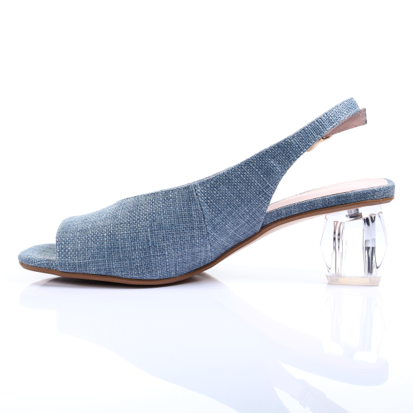 Light Blue Crystal Clear Open-Toe Pumps
