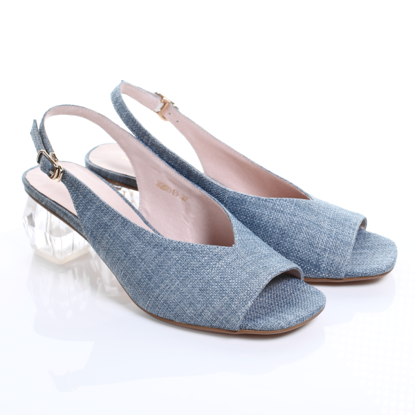 Light Blue Crystal Clear Open-Toe Pumps