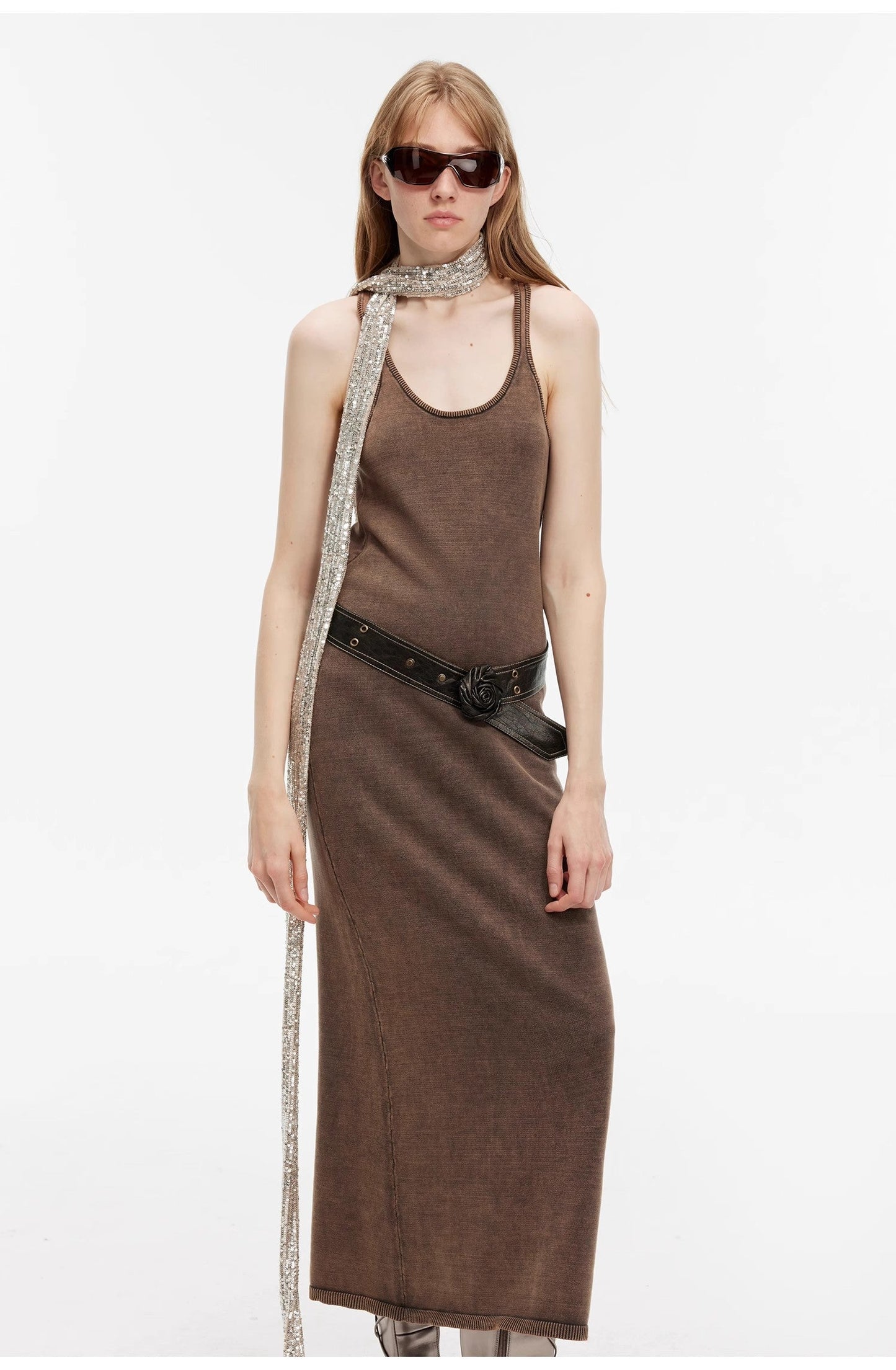 Distressed Ferment-Washed Vest Dress