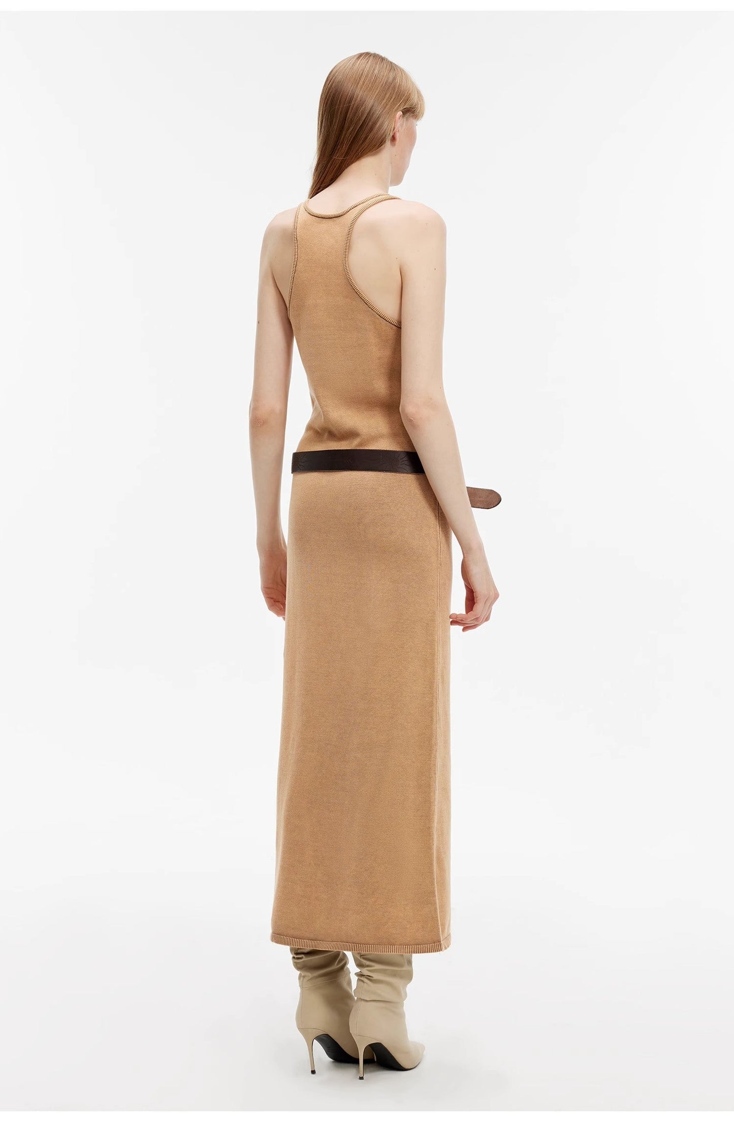 Distressed Ferment-Washed Vest Dress
