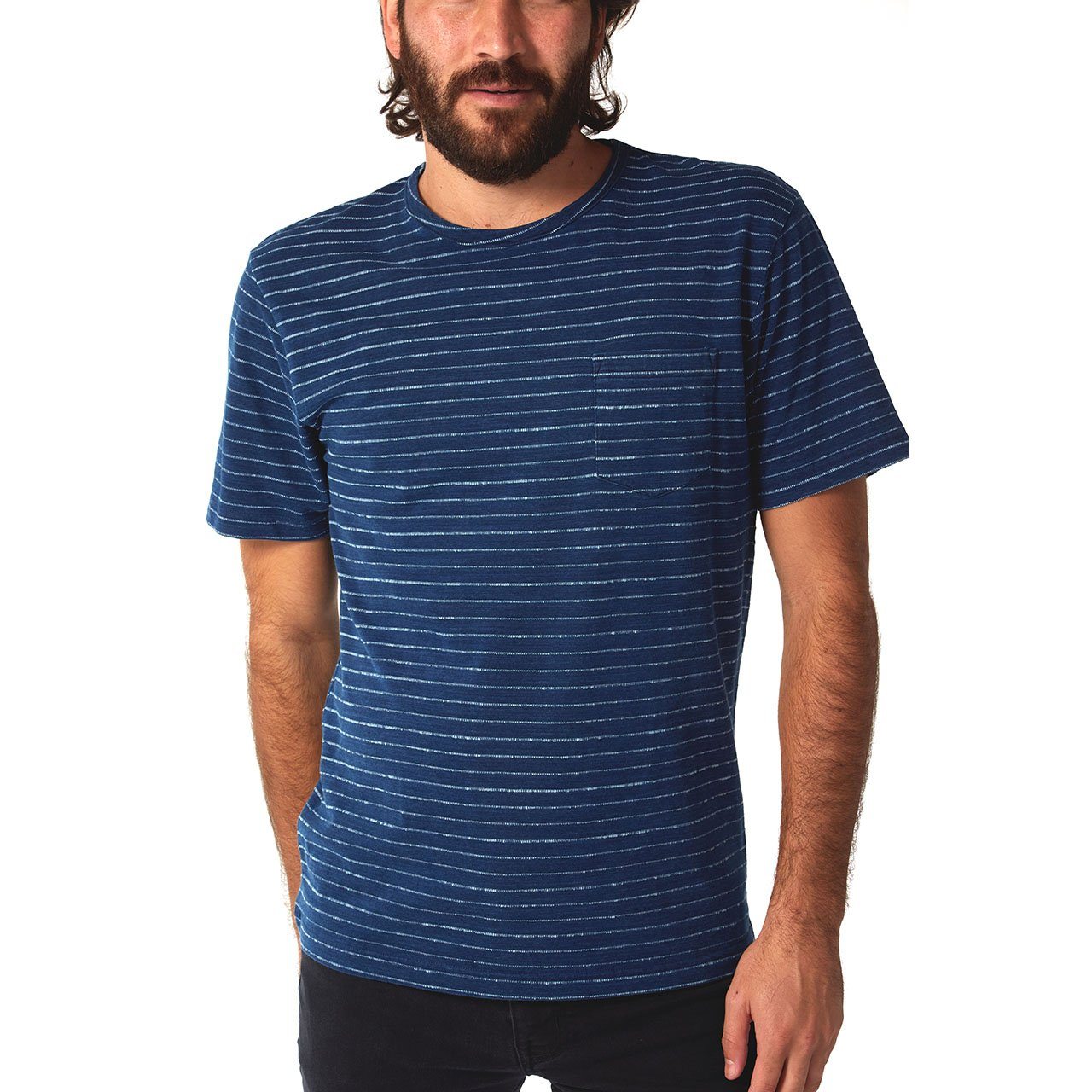 Lucas Indigo Jacquard Men’s Tee – Stylish & Textured