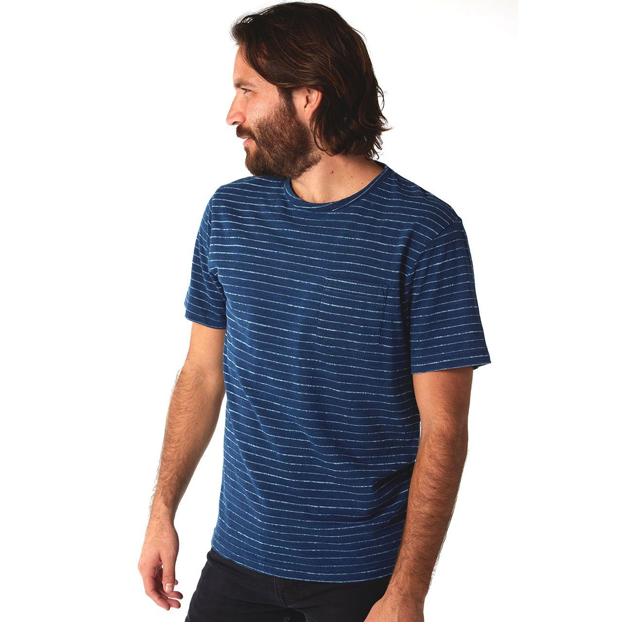 Lucas Indigo Jacquard Men’s Tee – Stylish & Textured