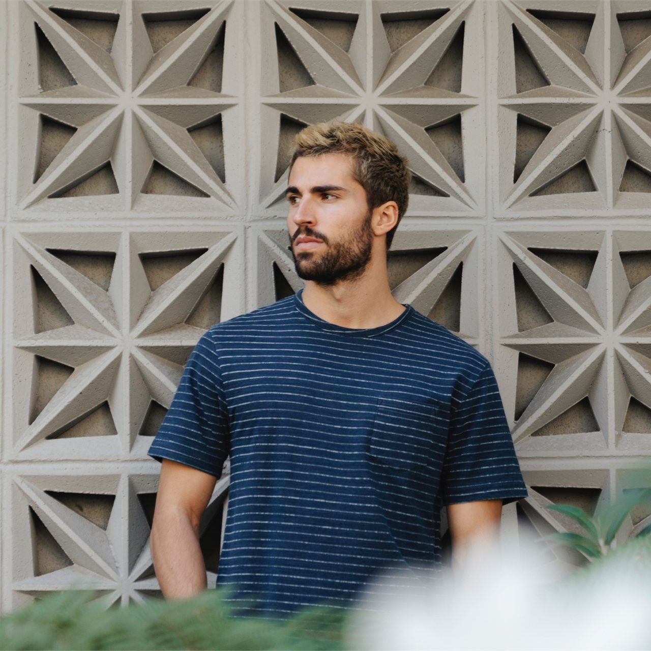 Lucas Indigo Jacquard Men’s Tee – Stylish & Textured