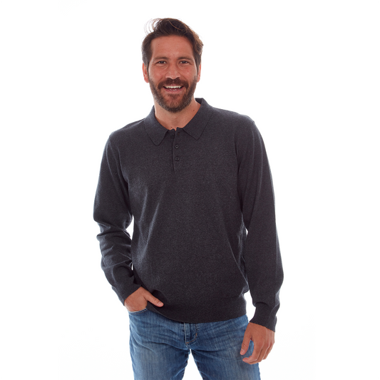 Alec Long-Sleeve Cotton Polo