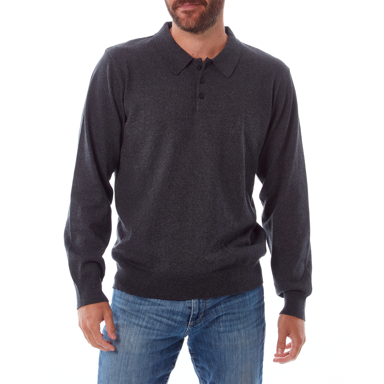 Alec Long-Sleeve Cotton Polo