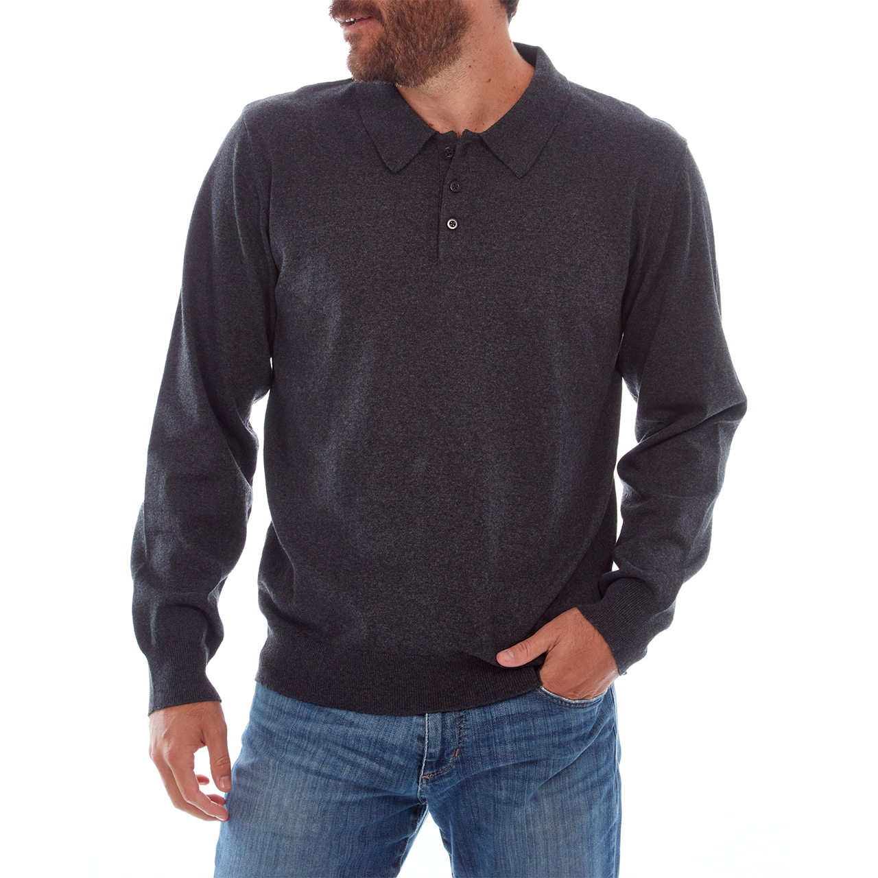 Alec Long-Sleeve Cotton Polo