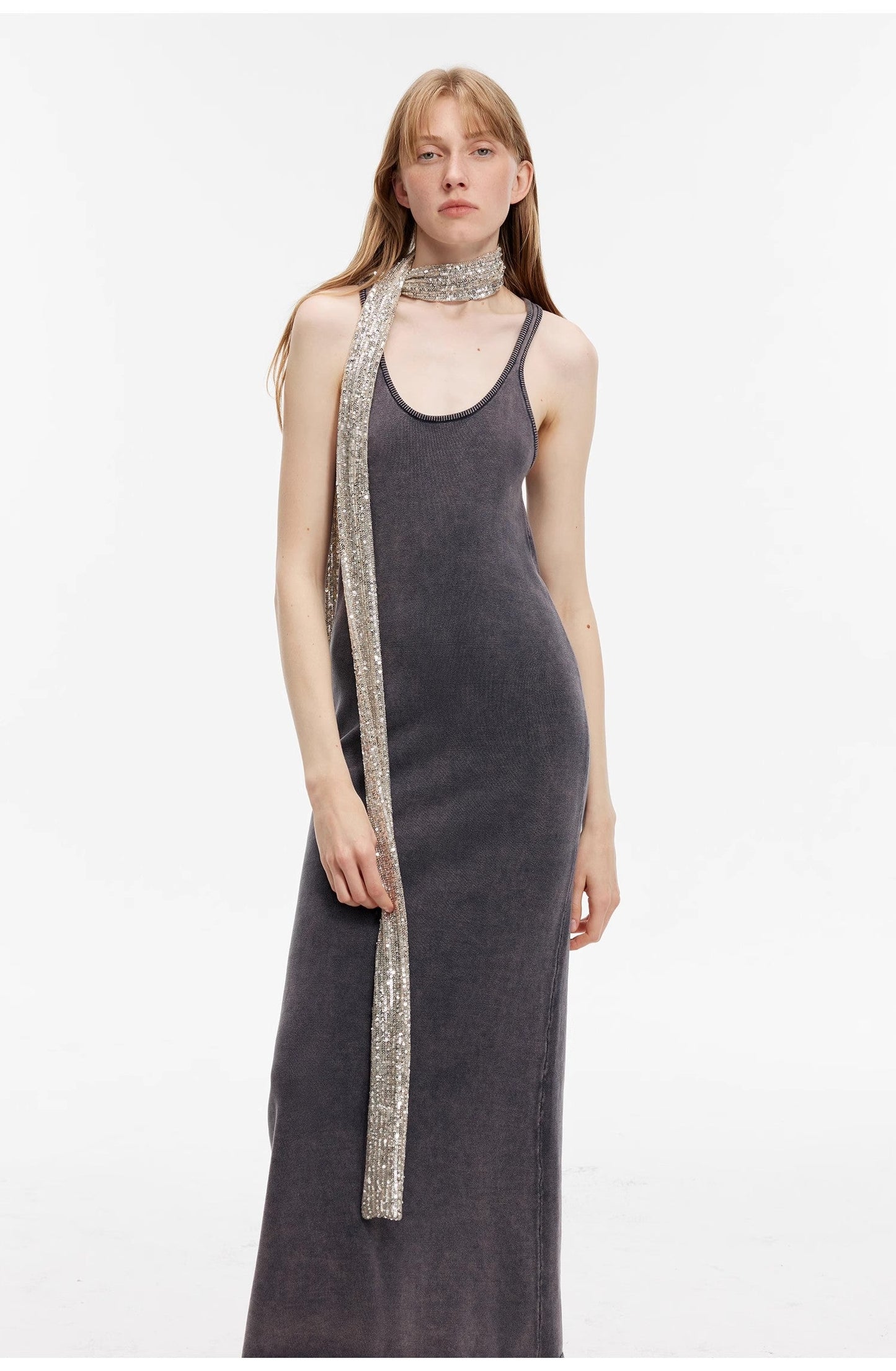 Distressed Ferment-Washed Vest Dress