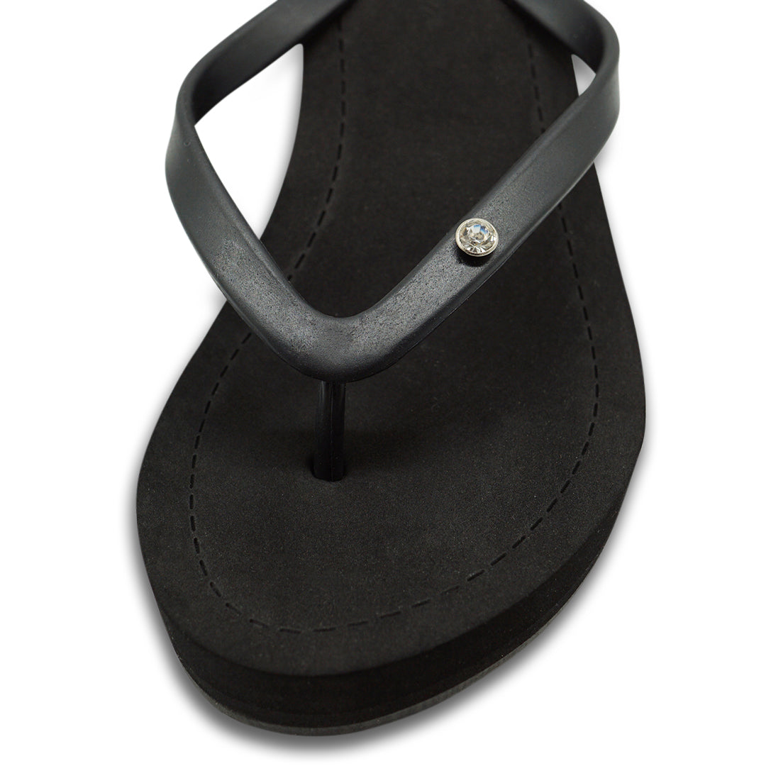 Crystal Rhinestone Circle Stud Wedge Flip Flops – Women’s