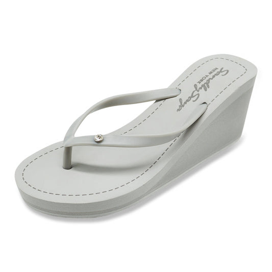 Crystal Rhinestone Circle Stud Wedge Flip Flops – Women’s
