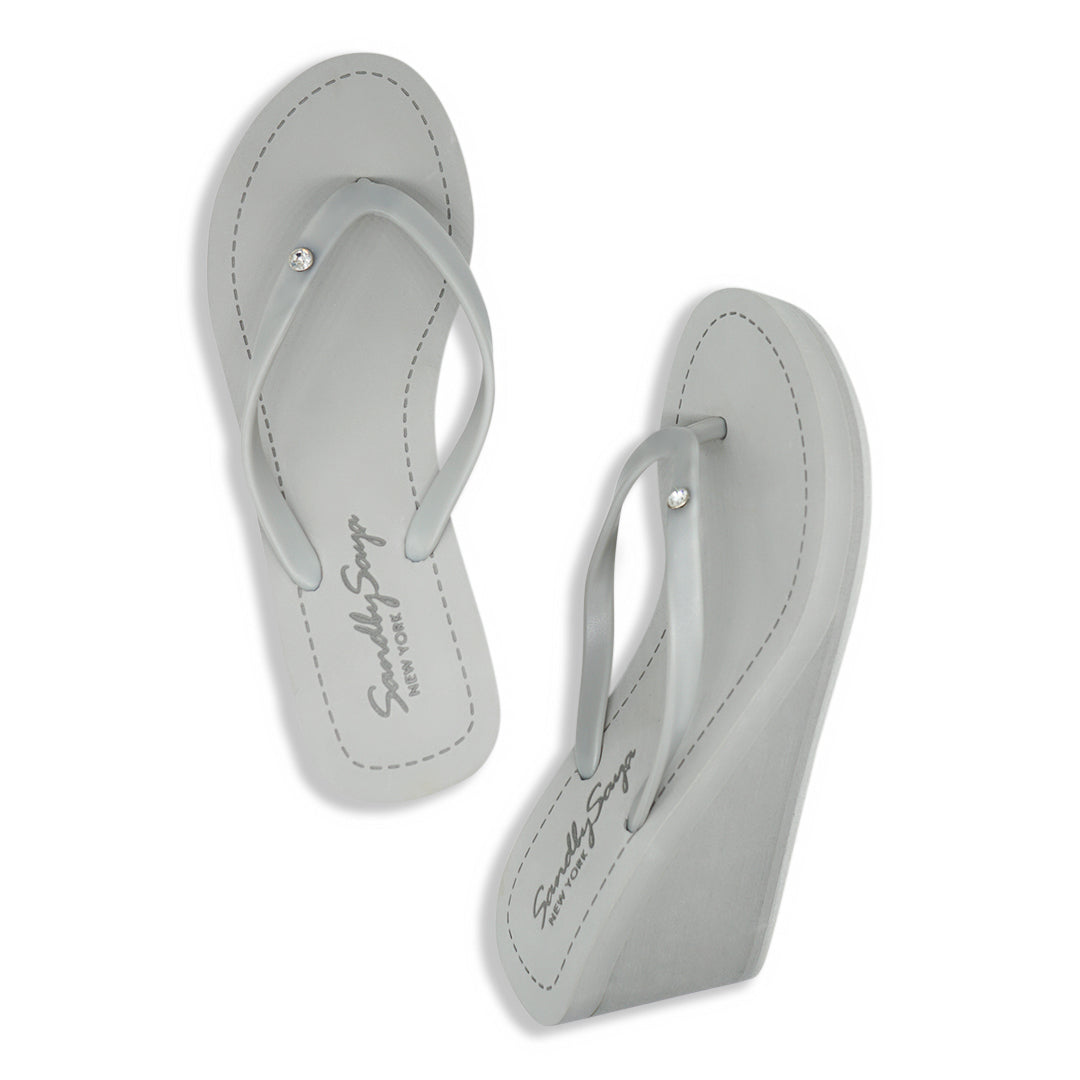 Crystal Rhinestone Circle Stud Wedge Flip Flops – Women’s