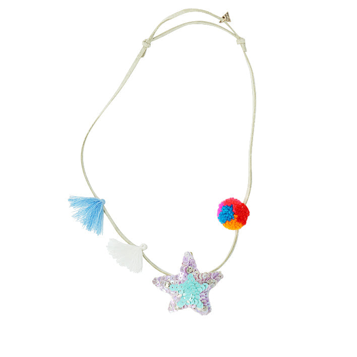 Hampton Blue Star Pom Pom Necklace – Kids