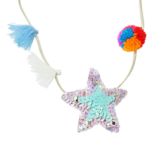 Hampton Blue Star Pom Pom Necklace – Kids