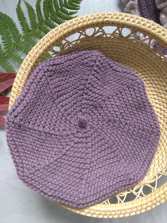 Mauve Alpaca Knitted Beret