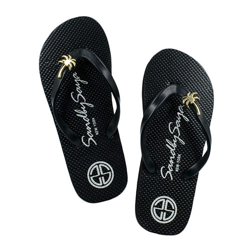 Big Kids Gold Palm Tree Flip Flops – Studded Charm Sandals