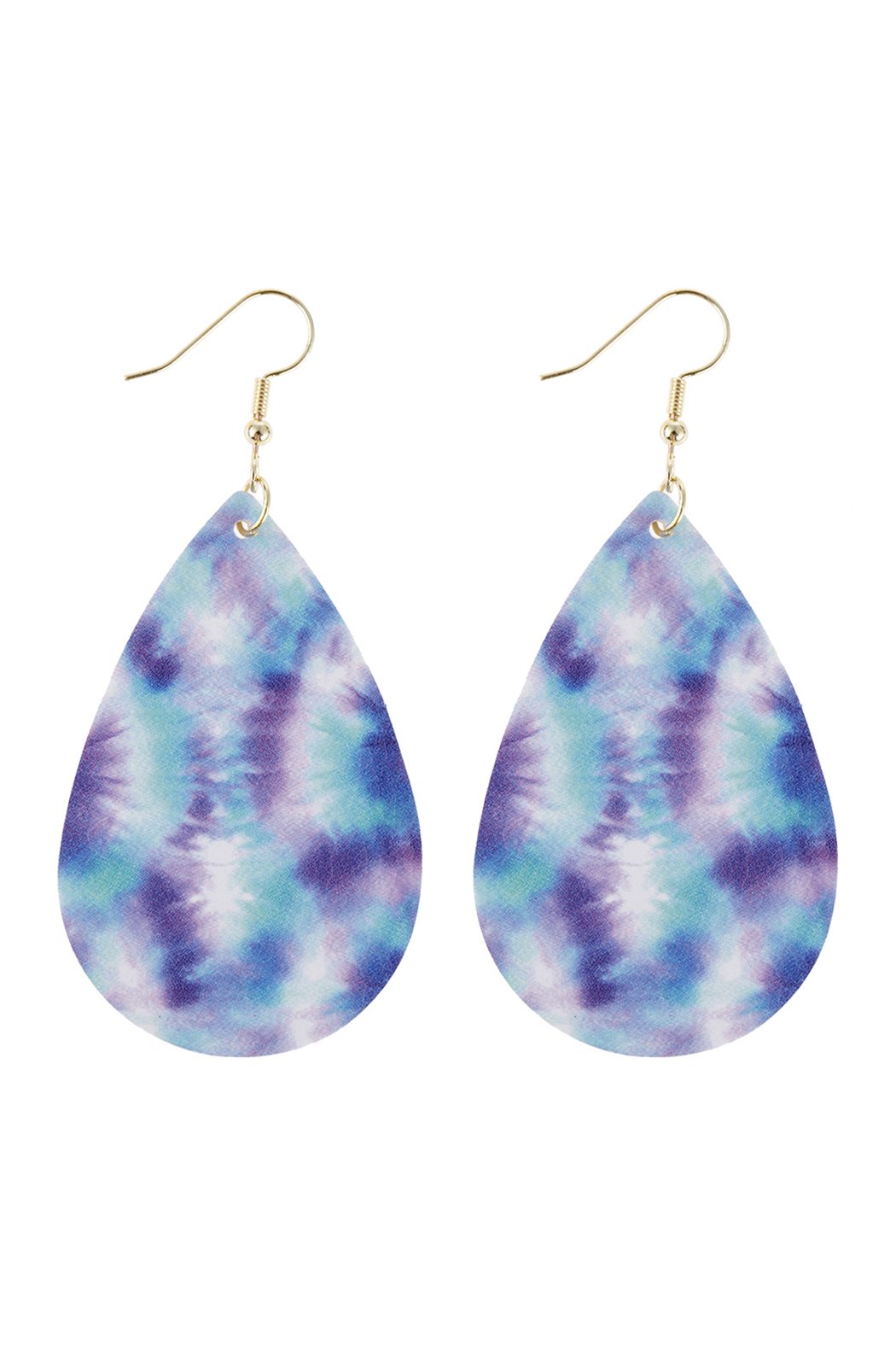 Abstract Blue Violet Leather Teardrop Hook Earrings