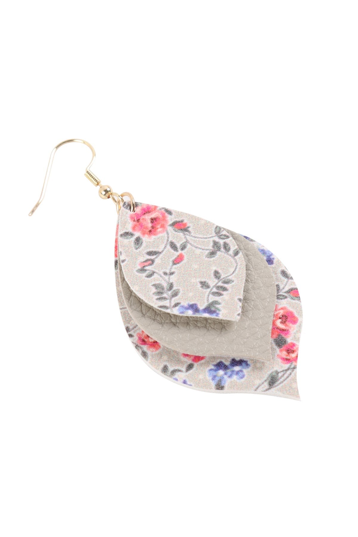 Floral Leather Marquise Drop Earrings