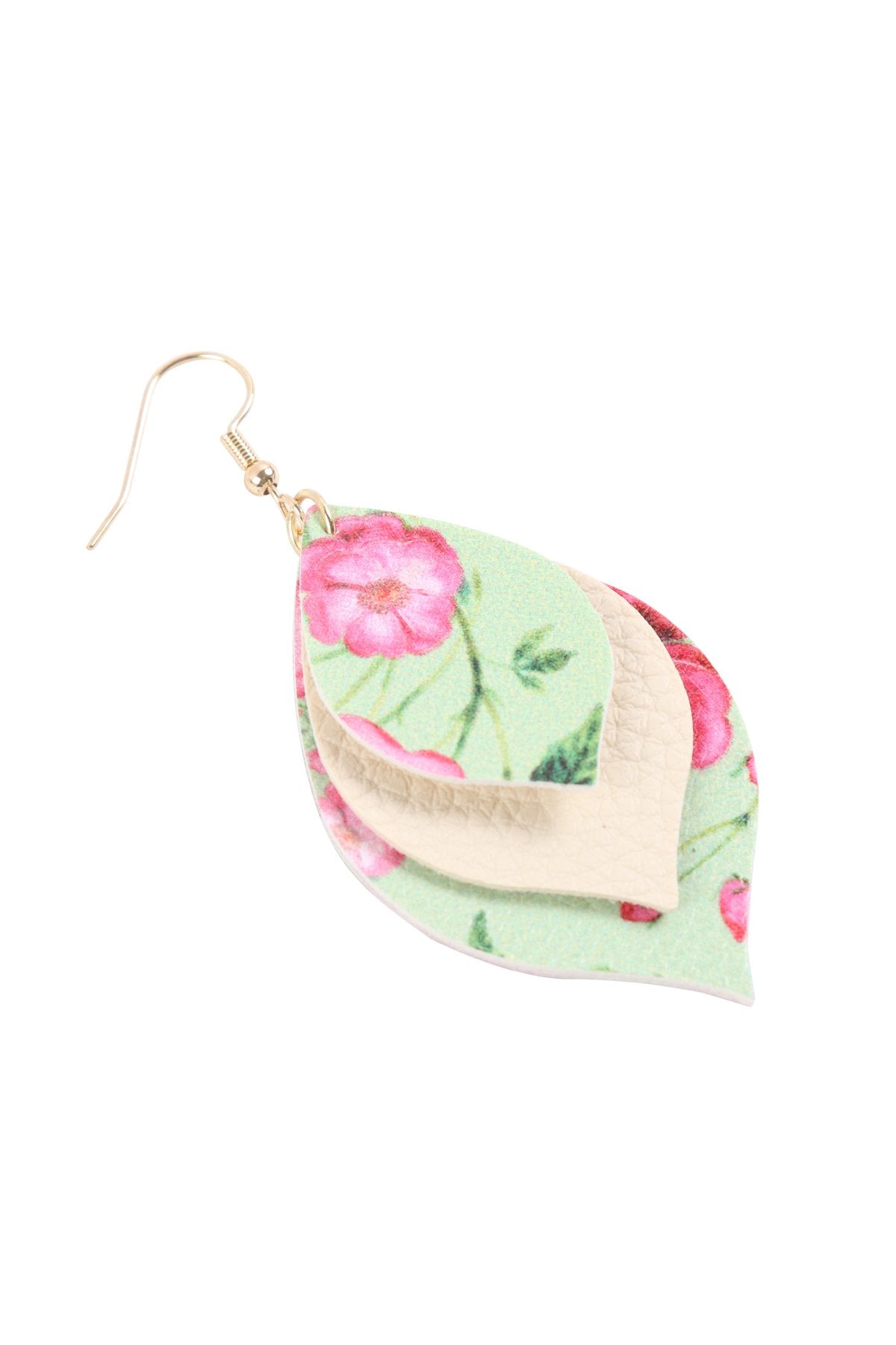 Floral Leather Marquise Drop Earrings