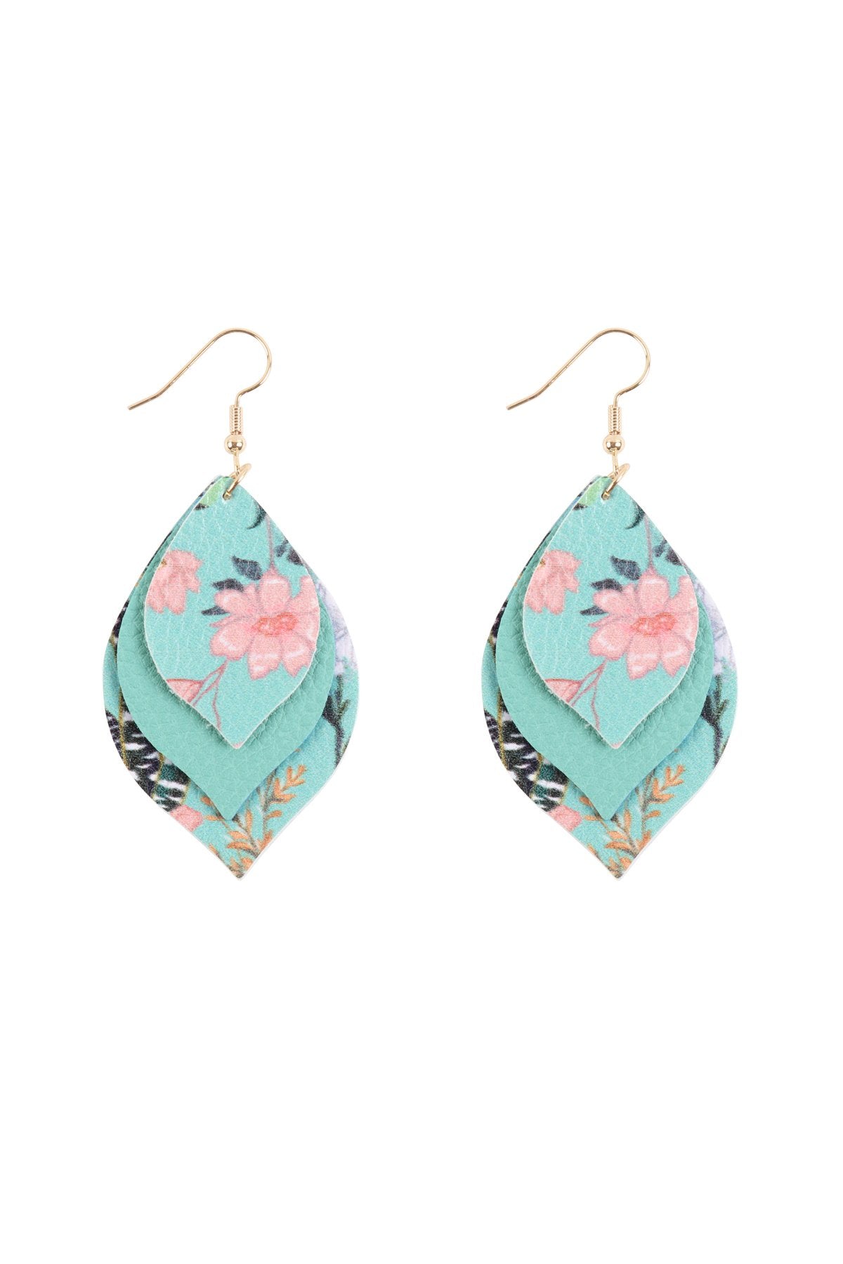 Floral Leather Marquise Drop Earrings