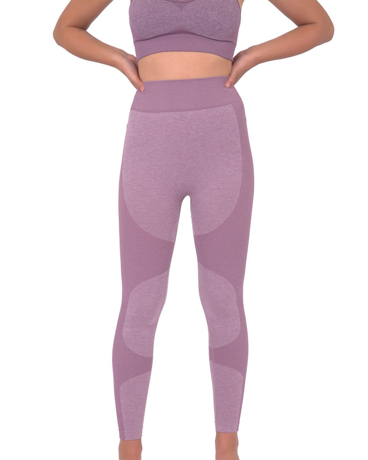 Megara Seamless Leggings – Purple with Striped Panels