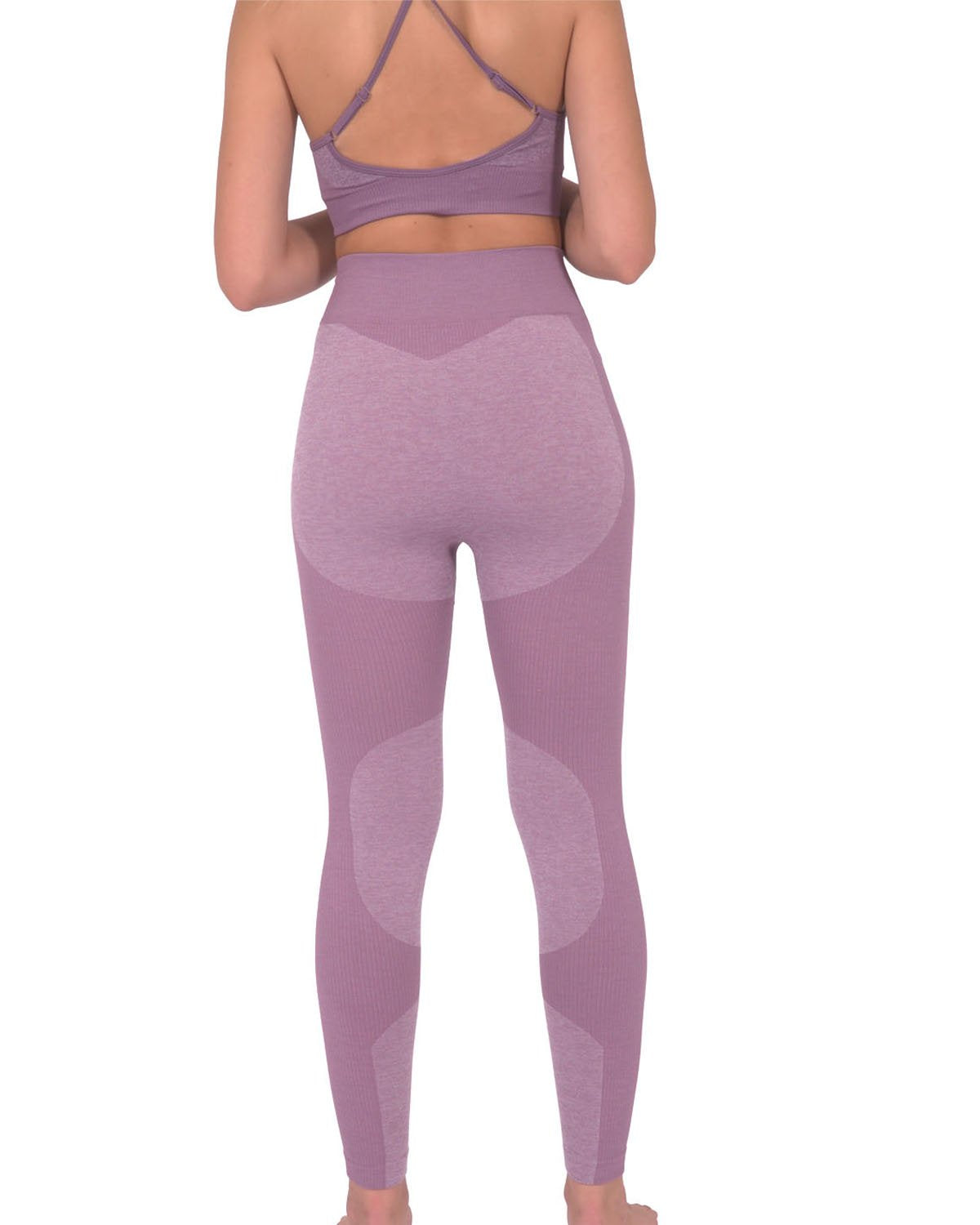 Megara Seamless Leggings – Purple with Striped Panels