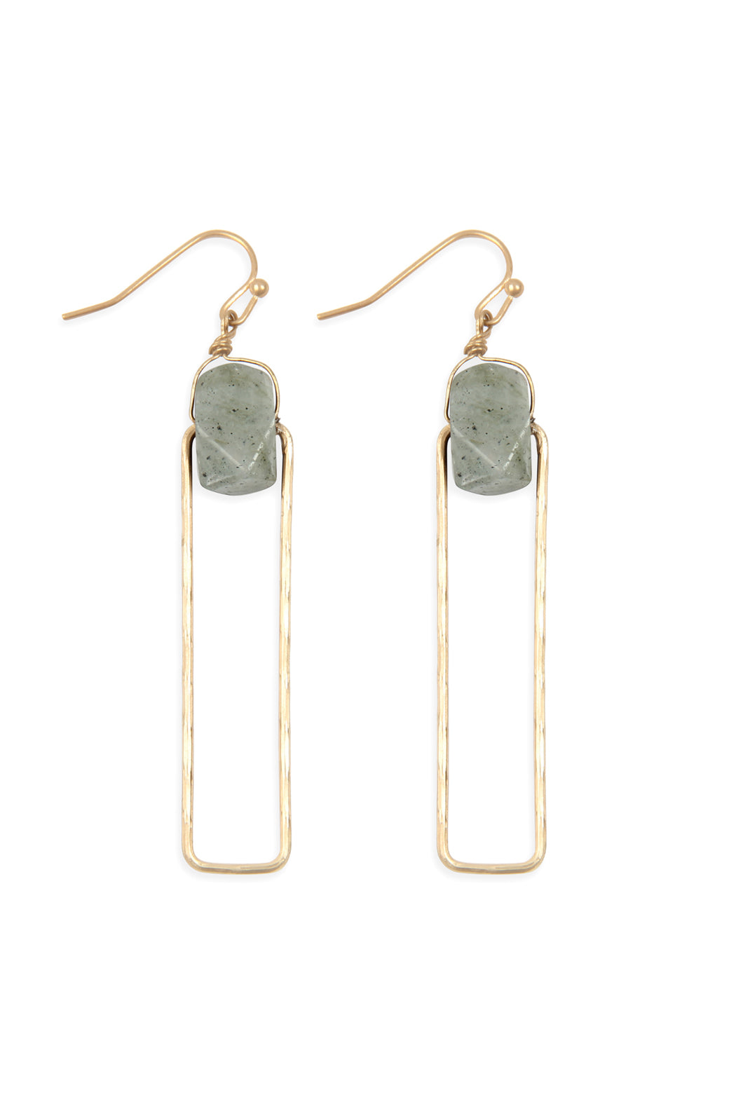 Semi-Stone Linked Textured Wire Drop Earrings