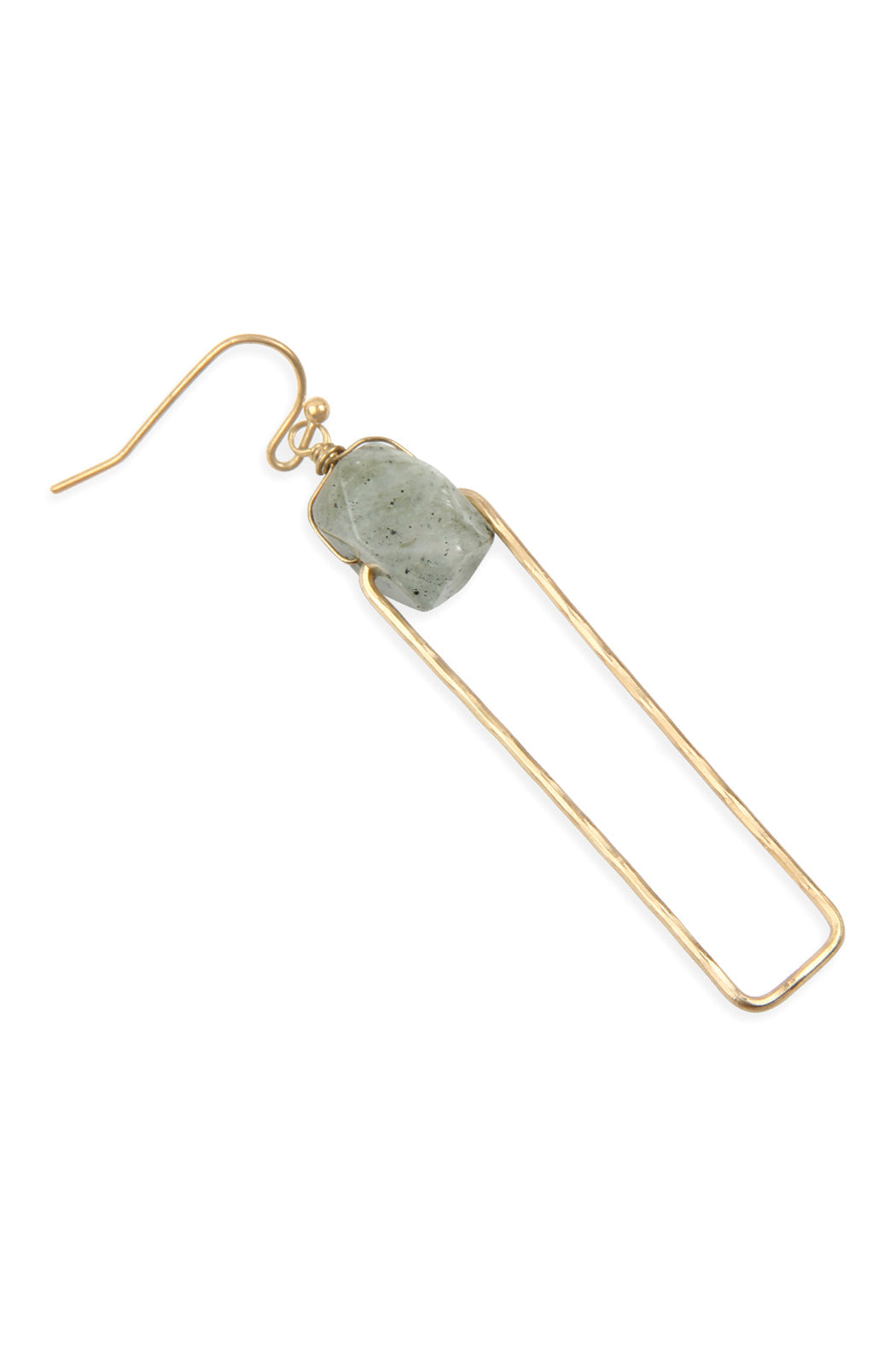 Semi-Stone Linked Textured Wire Drop Earrings