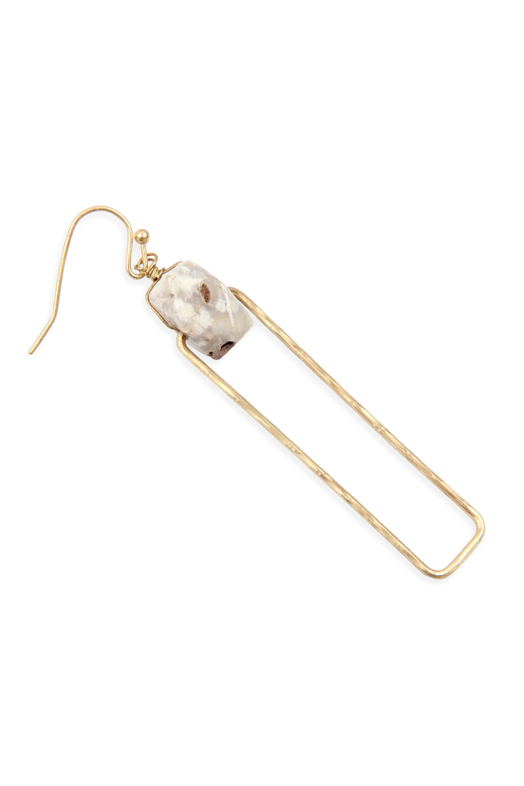 Semi-Stone Linked Textured Wire Drop Earrings