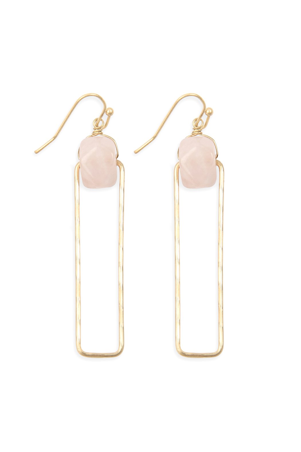 Semi-Stone Linked Textured Wire Drop Earrings