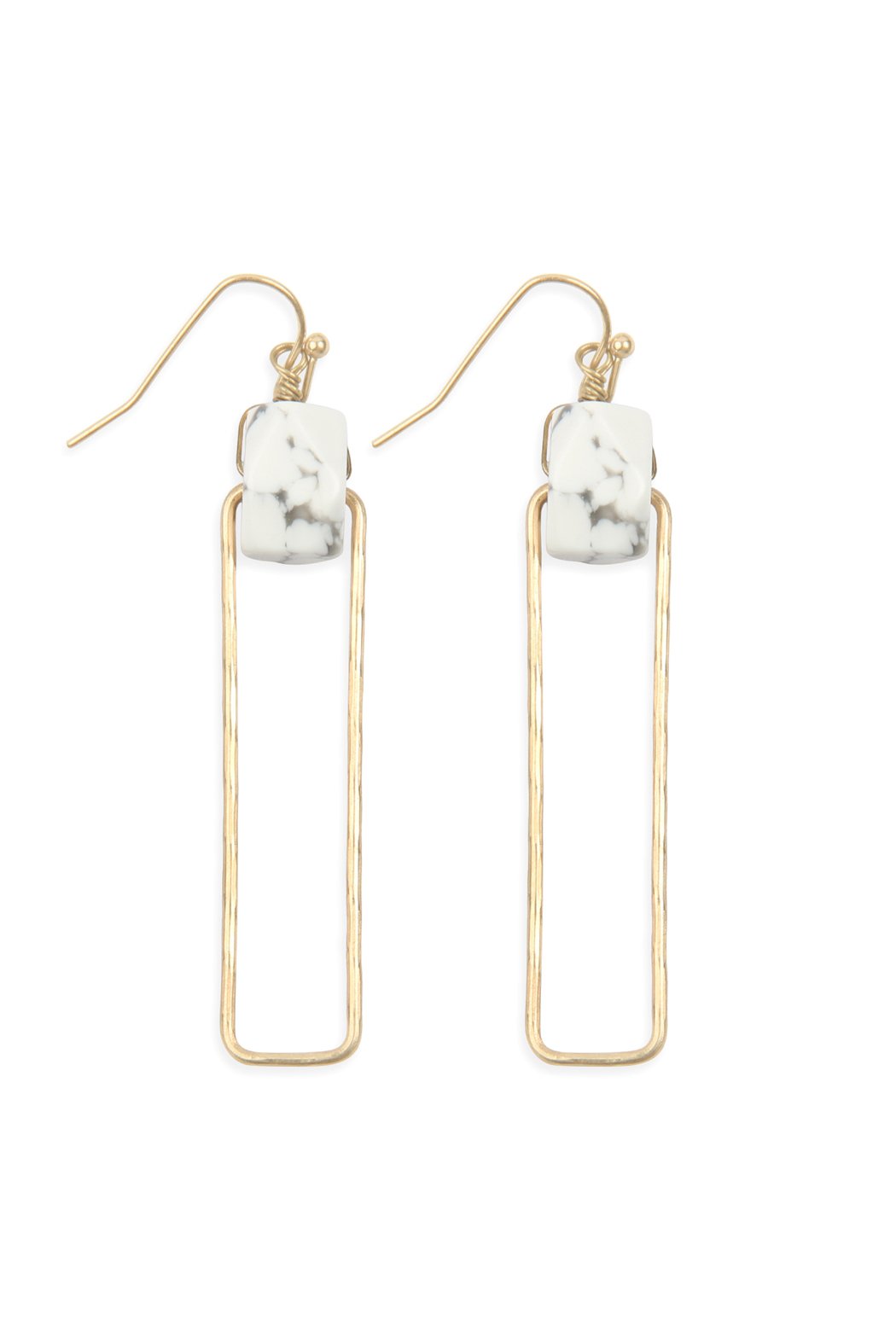 Semi-Stone Linked Textured Wire Drop Earrings