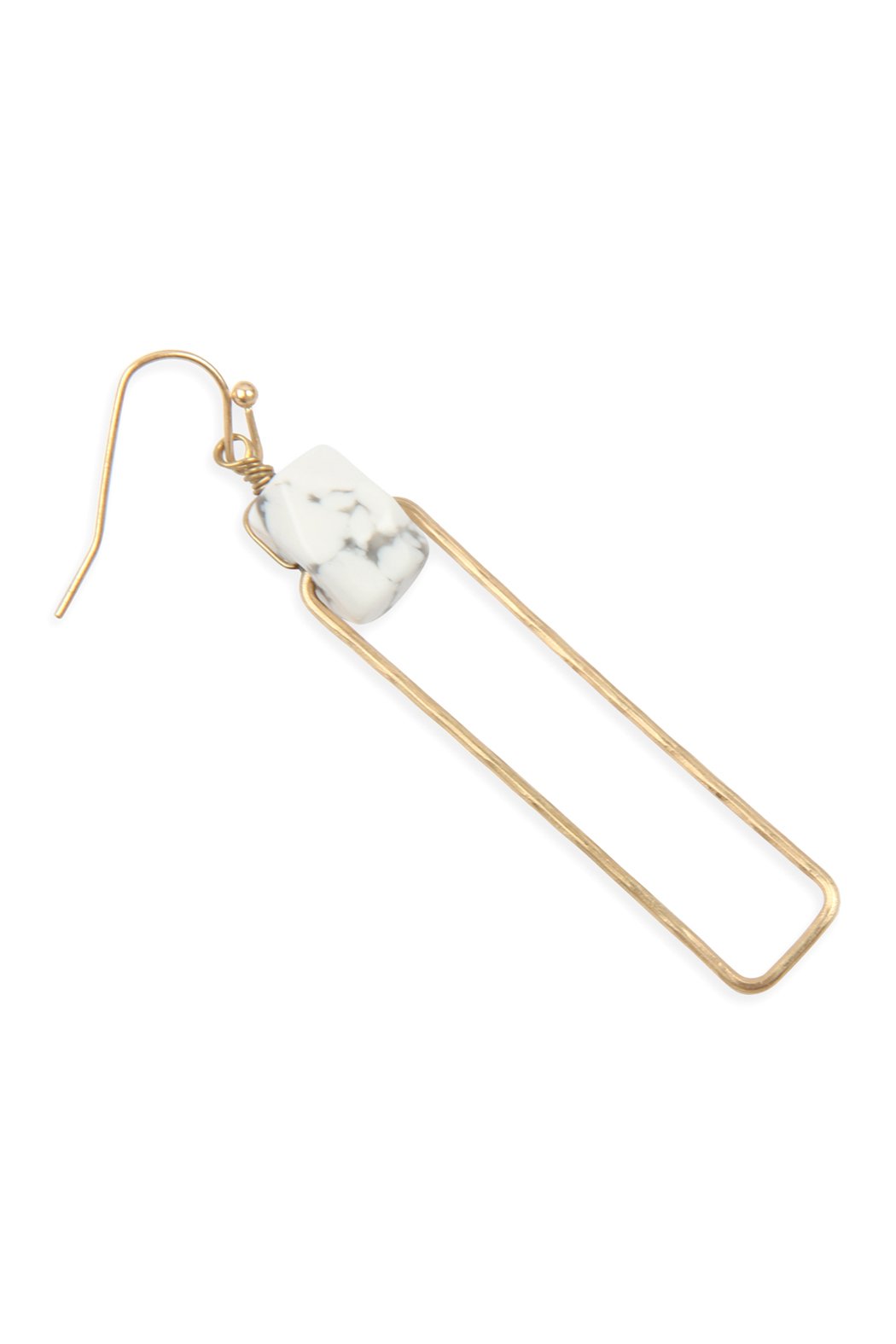 Semi-Stone Linked Textured Wire Drop Earrings