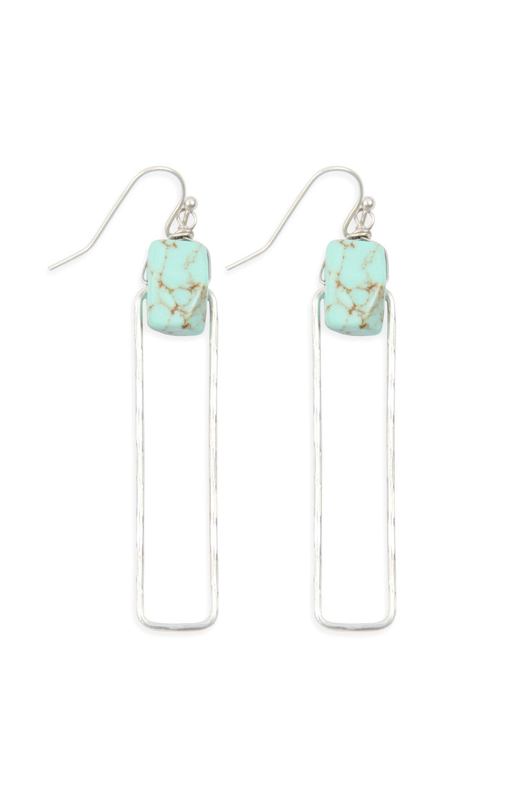 Semi-Stone Linked Textured Wire Drop Earrings