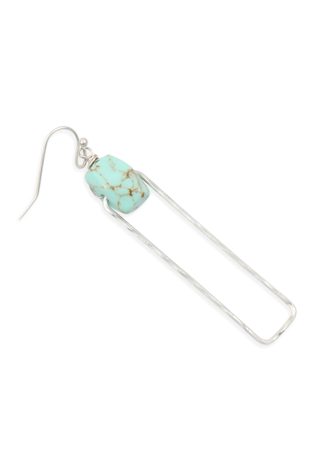 Semi-Stone Linked Textured Wire Drop Earrings