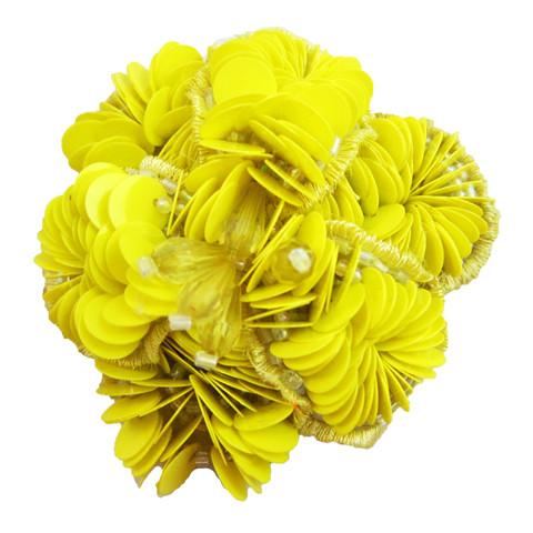 Noho Yellow Flower Sequin Embroidered Flat Sandals