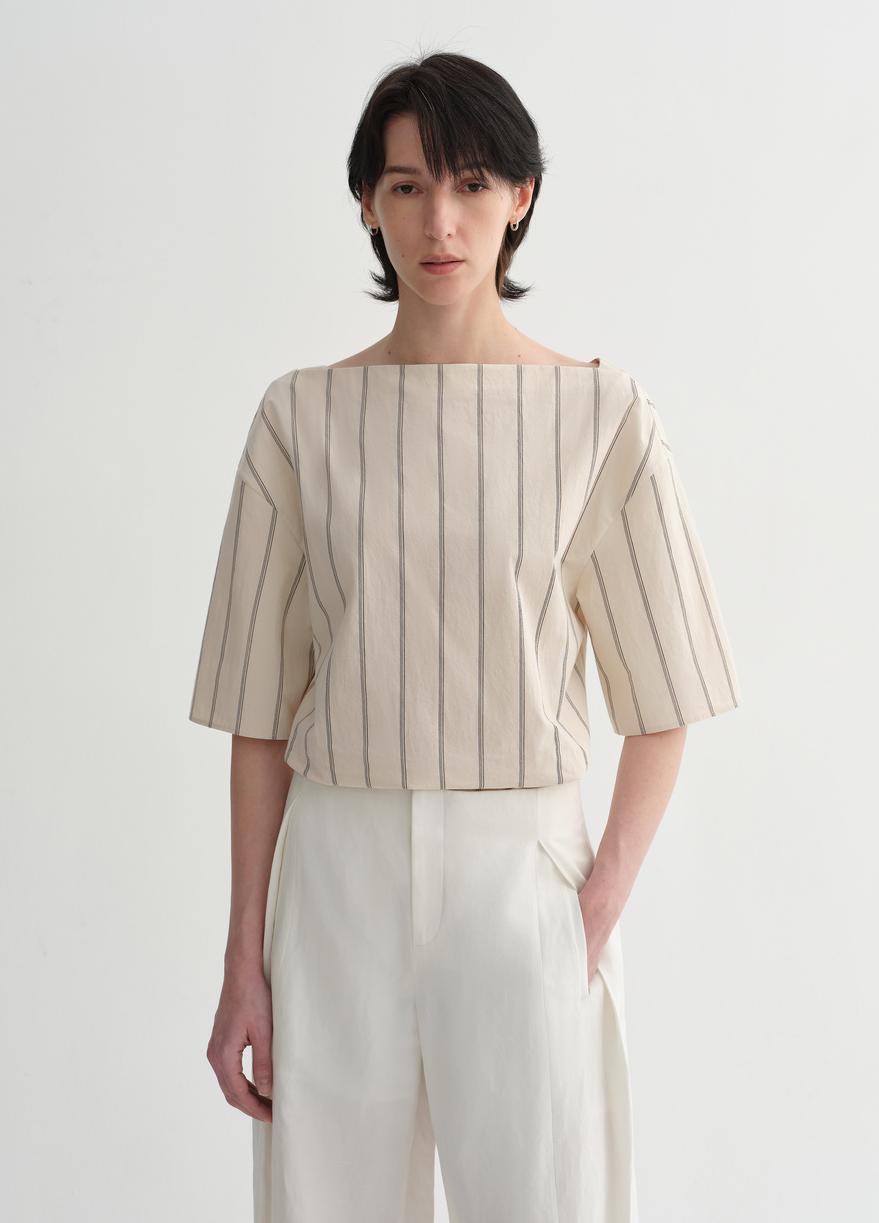 Relaxed Fit Long-Staple Cotton Short Sleeve Shirt