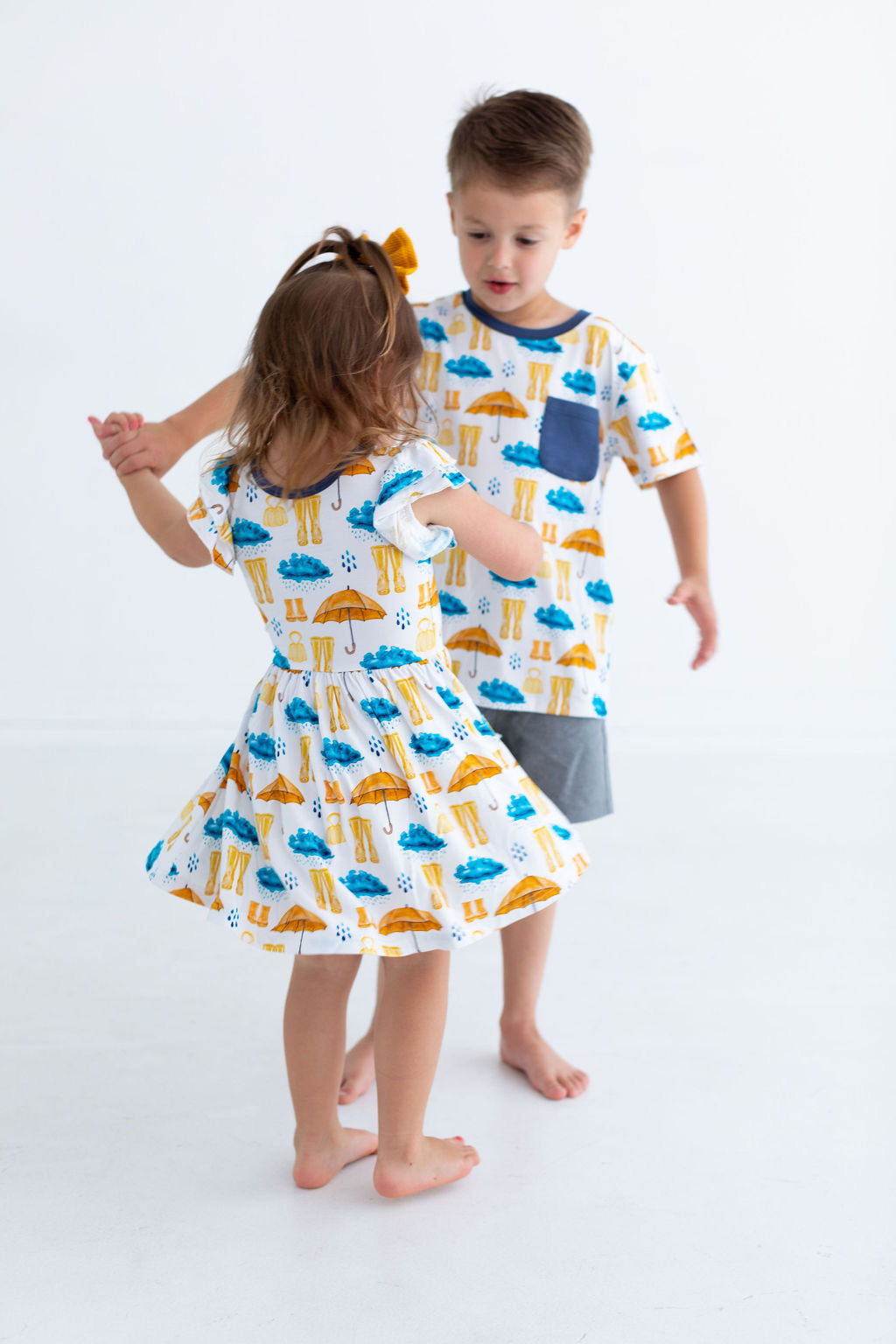 Rainy Days Flutter Sleeve Twirl Dress