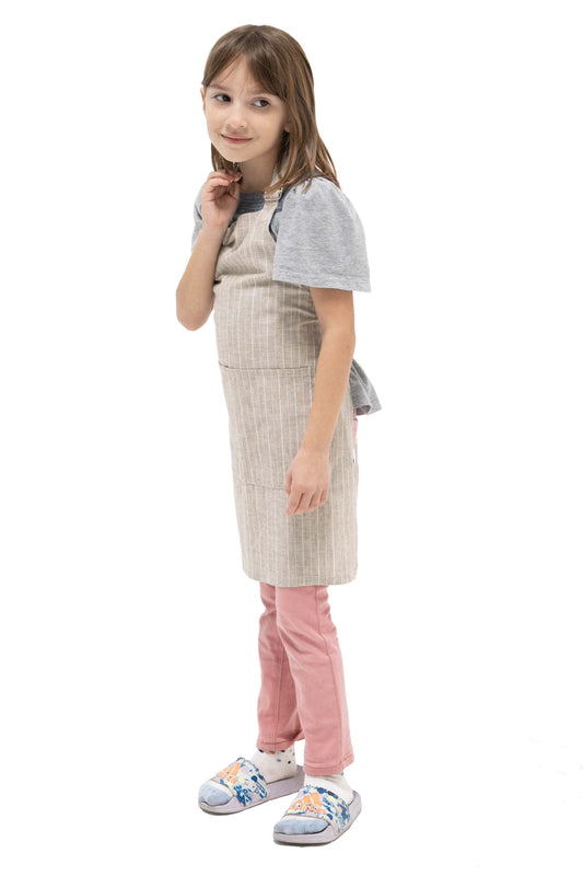 Natural Linen Stripe Apron – Children’s Size
